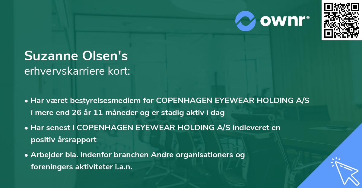 Suzanne Olsen's erhvervskarriere kort