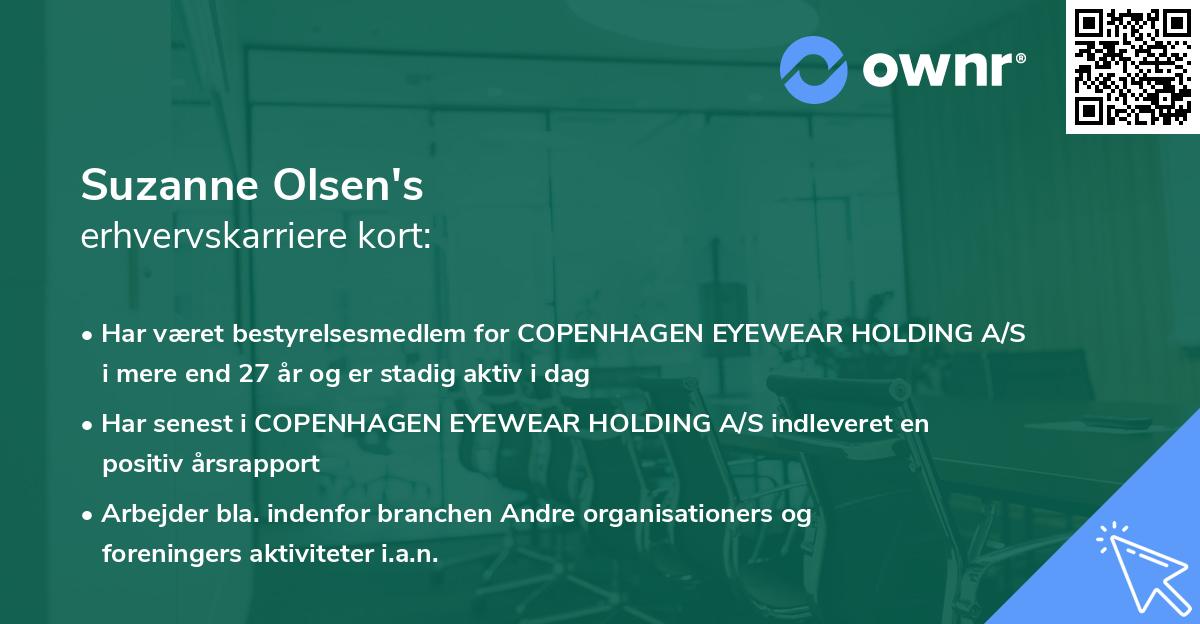 Suzanne Olsen's erhvervskarriere kort