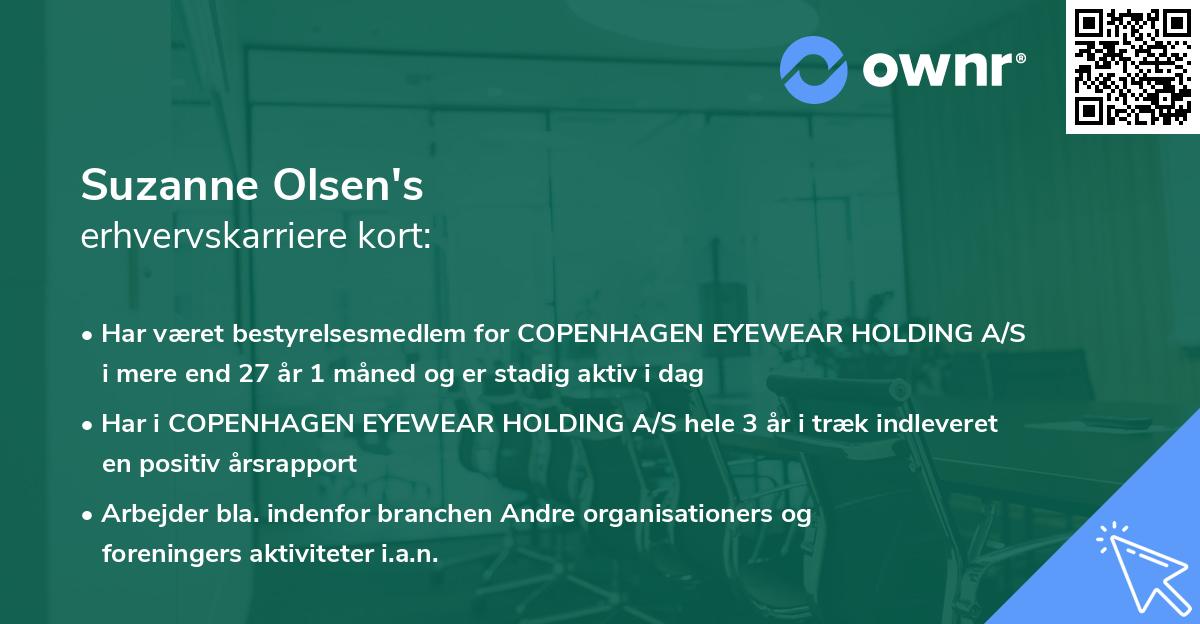 Suzanne Olsen's erhvervskarriere kort