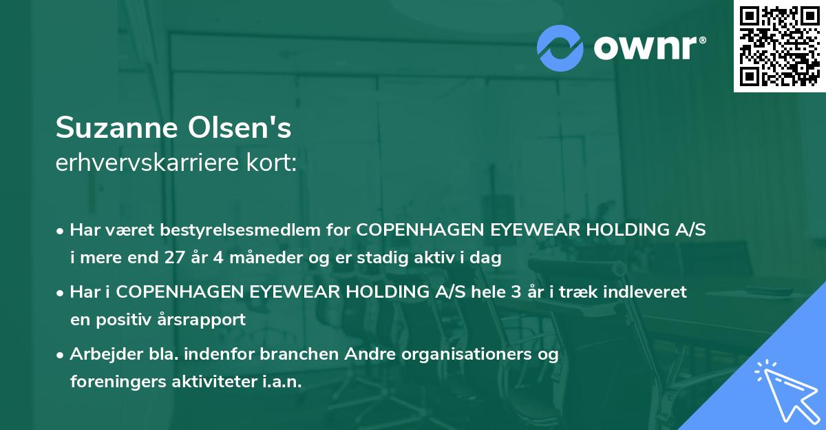 Suzanne Olsen's erhvervskarriere kort