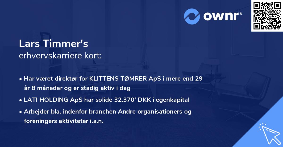 Lars Timmer's erhvervskarriere kort