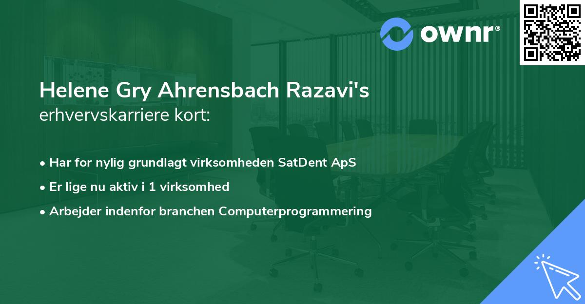 Helene Gry Ahrensbach Razavi's erhvervskarriere kort