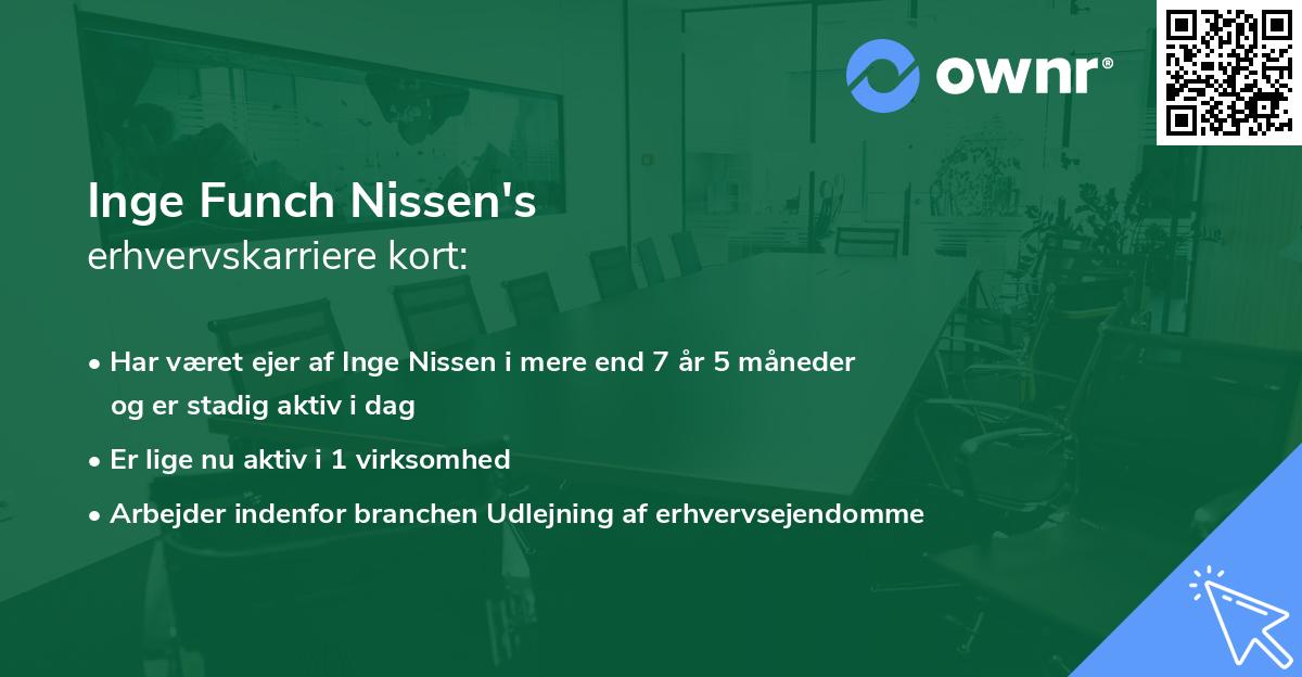 Inge Funch Nissen's erhvervskarriere kort