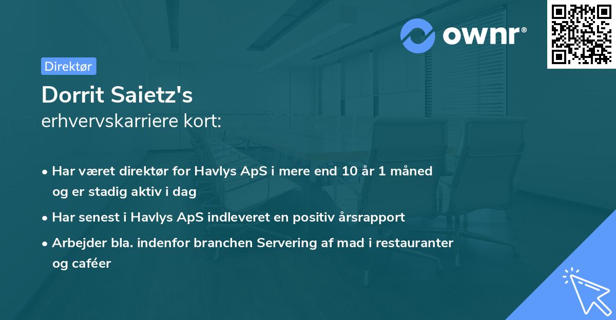 Dorrit Saietz's erhvervskarriere kort