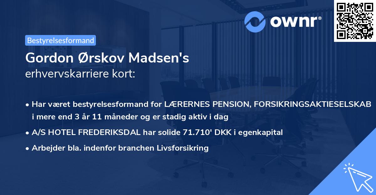 Gordon Ørskov Madsen's erhvervskarriere kort