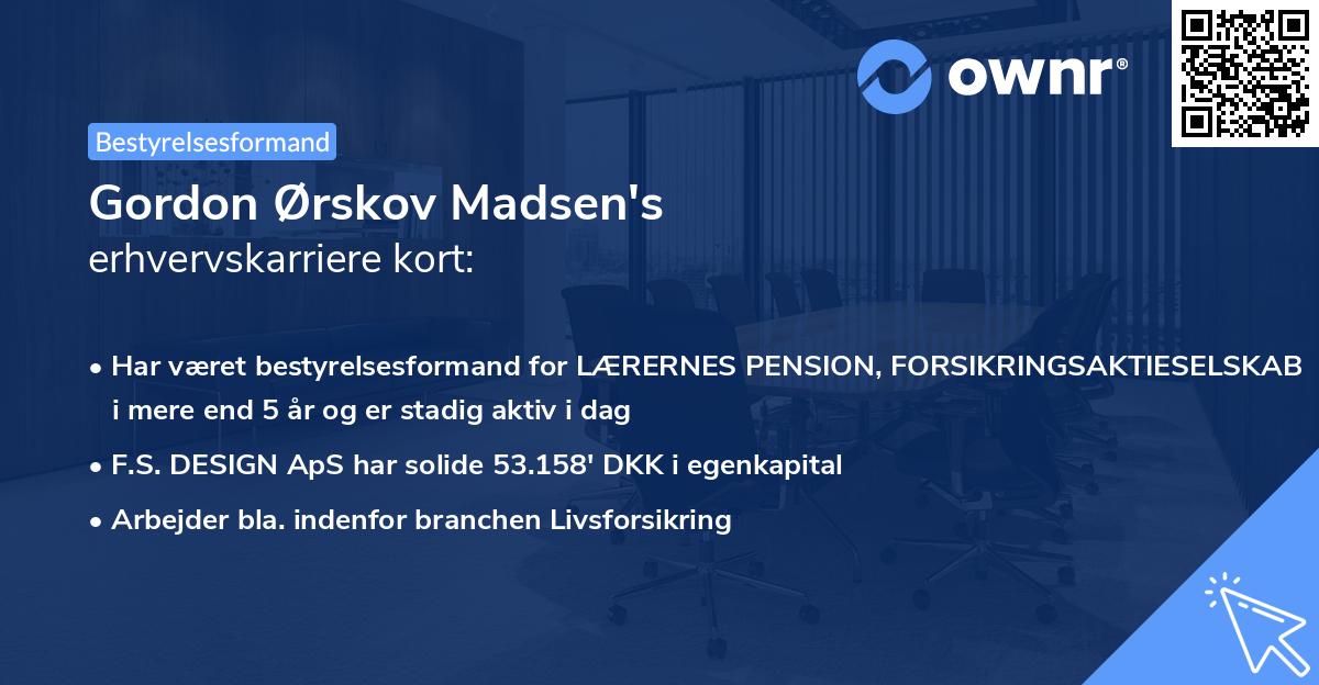 Gordon Ørskov Madsen's erhvervskarriere kort