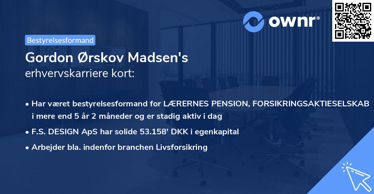 Gordon Ørskov Madsen's erhvervskarriere kort