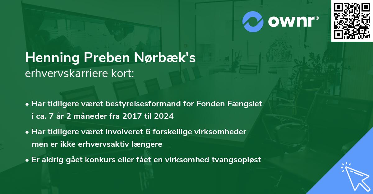 Henning Preben Nørbæk's erhvervskarriere kort