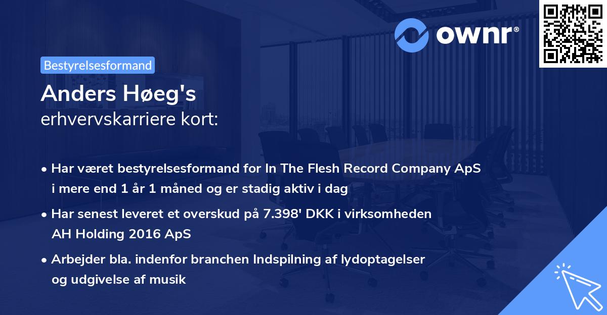 Anders Høeg's erhvervskarriere kort