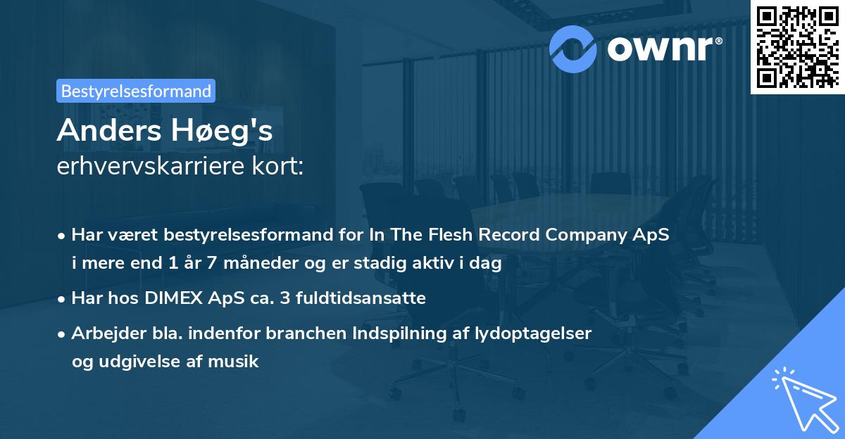 Anders Høeg's erhvervskarriere kort