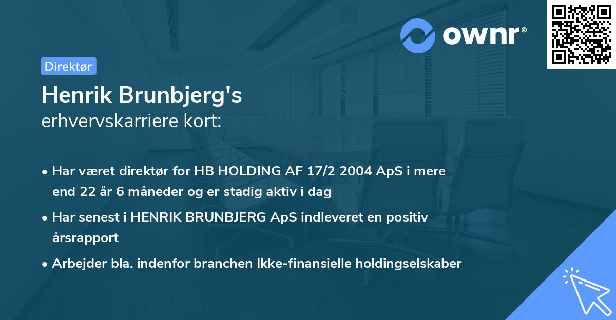 Henrik Brunbjerg's erhvervskarriere kort