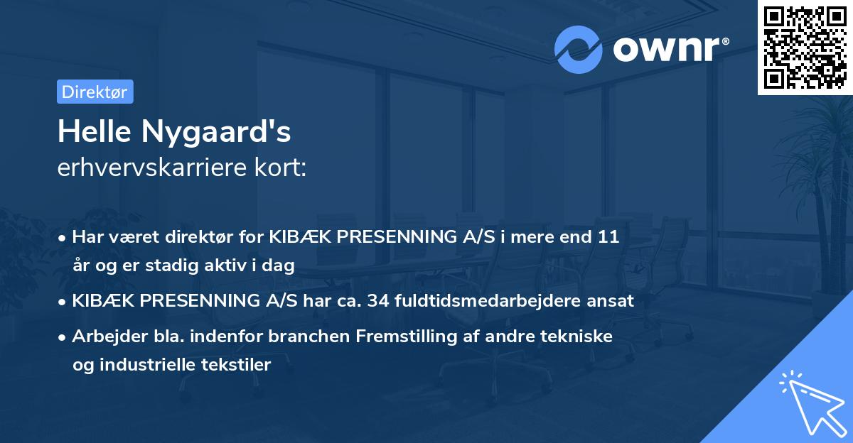 Helle Nygaard's erhvervskarriere kort