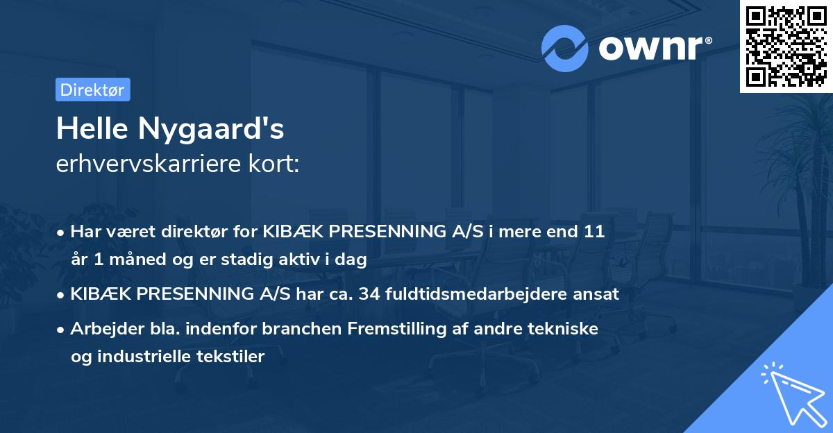 Helle Nygaard's erhvervskarriere kort