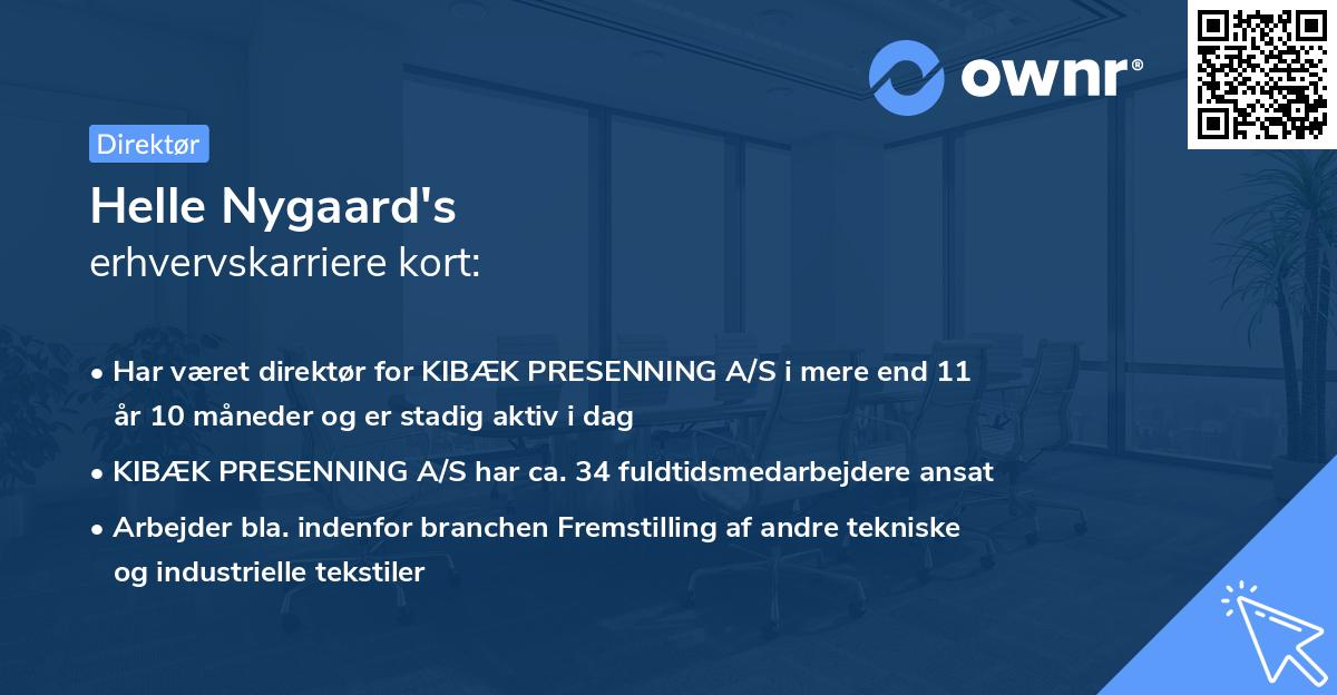 Helle Nygaard's erhvervskarriere kort