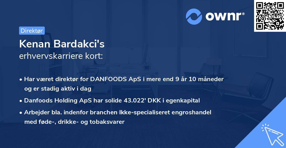 Kenan Bardakci's erhvervskarriere kort