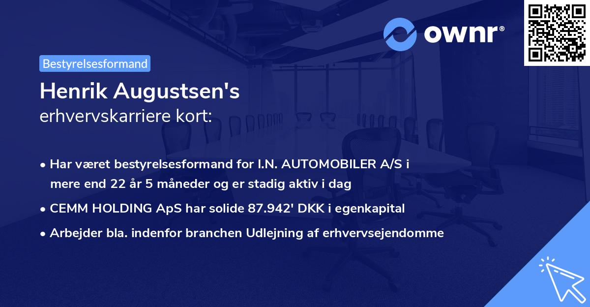Henrik Augustsen's erhvervskarriere kort