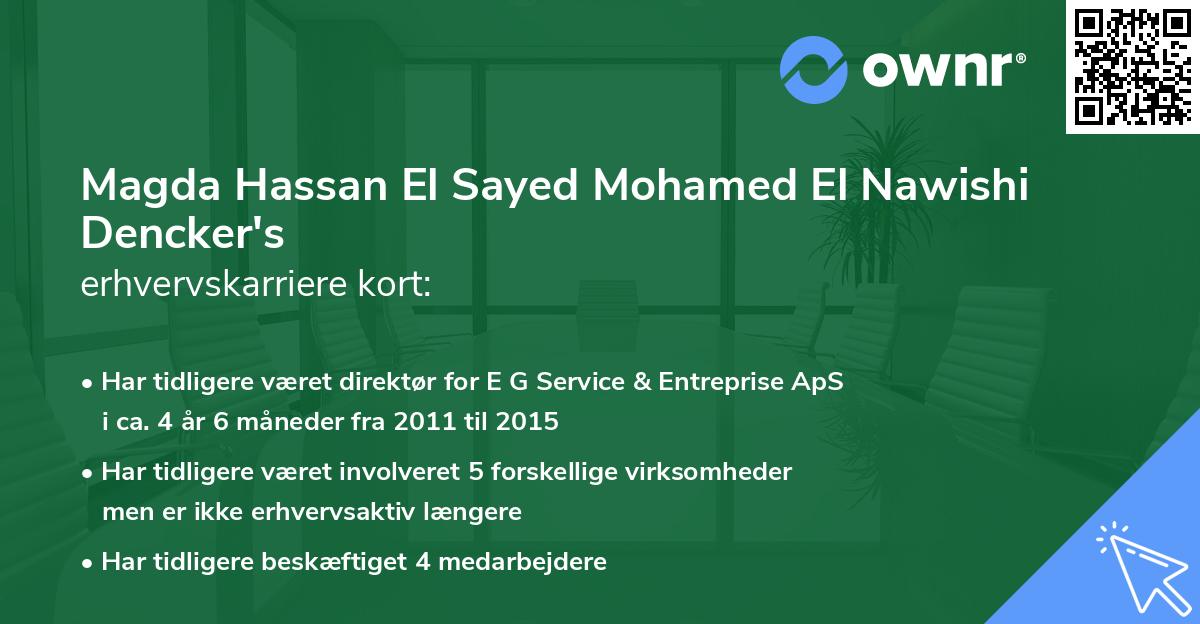 Magda Hassan El Sayed Mohamed El Nawishi Dencker's erhvervskarriere kort