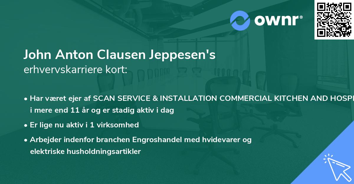 John Anton Clausen Jeppesen's erhvervskarriere kort