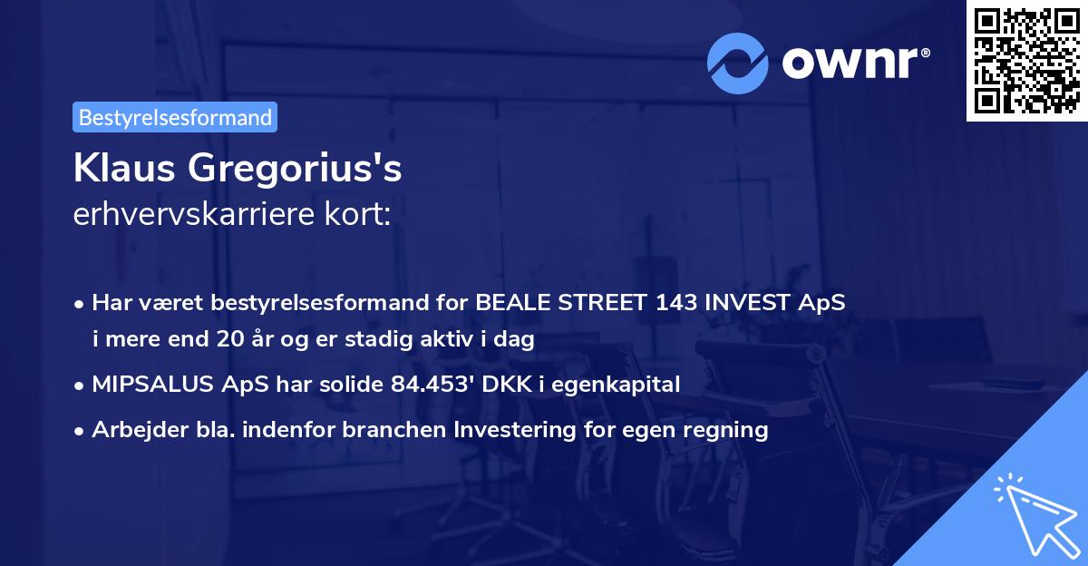 Klaus Gregorius's erhvervskarriere kort