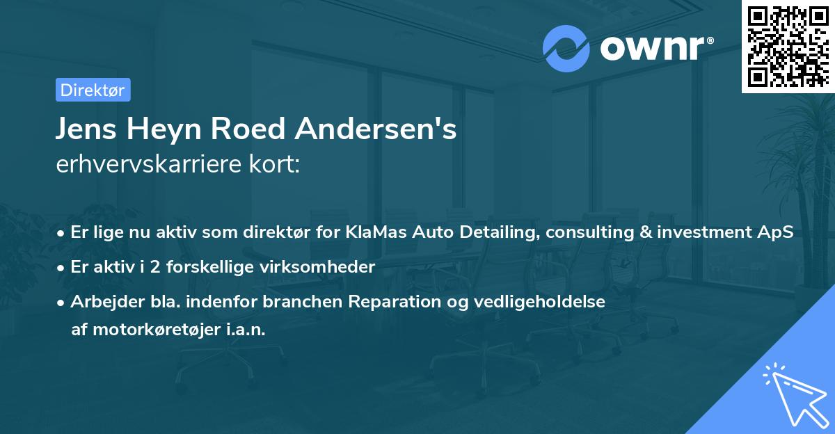Jens Heyn Roed Andersen's erhvervskarriere kort