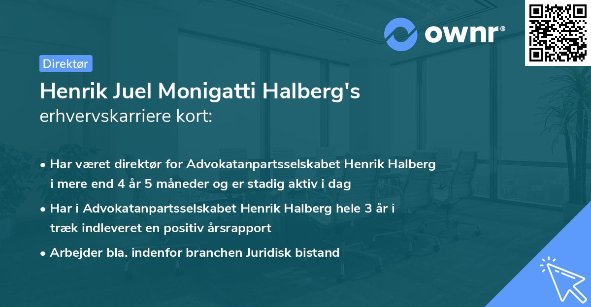 Henrik Juel Monigatti Halberg's erhvervskarriere kort