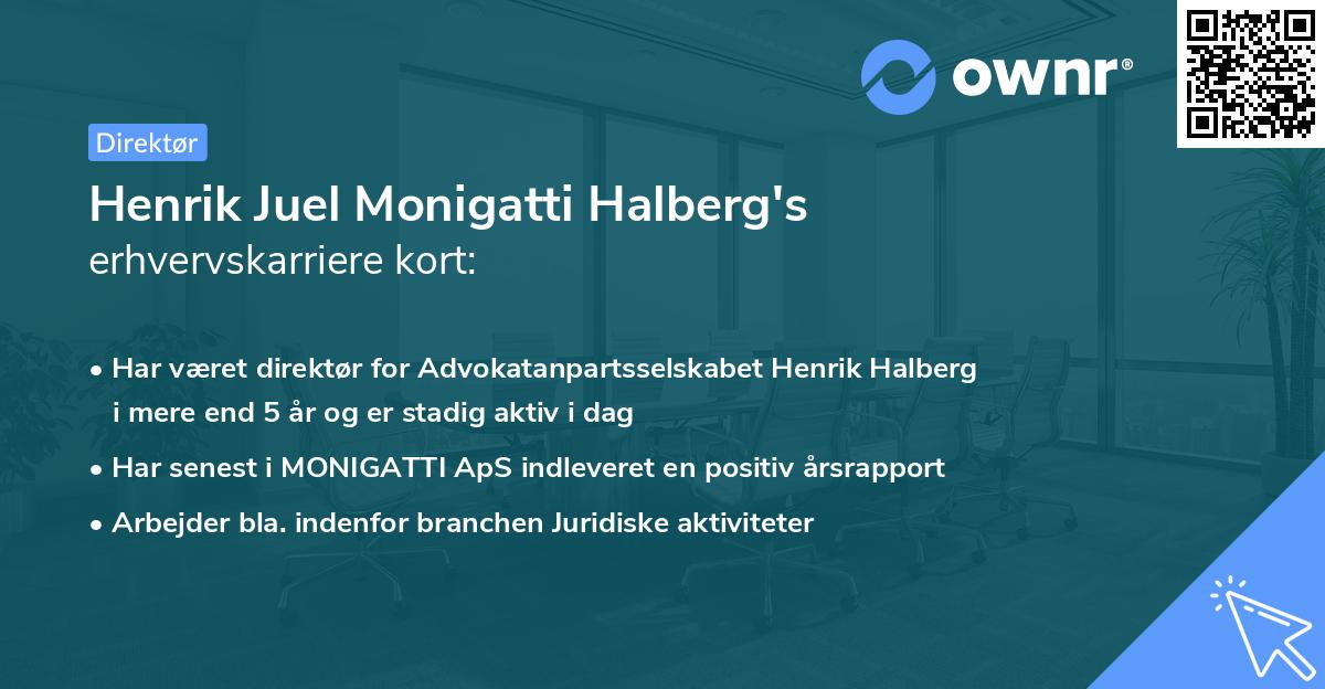 Henrik Juel Monigatti Halberg's erhvervskarriere kort