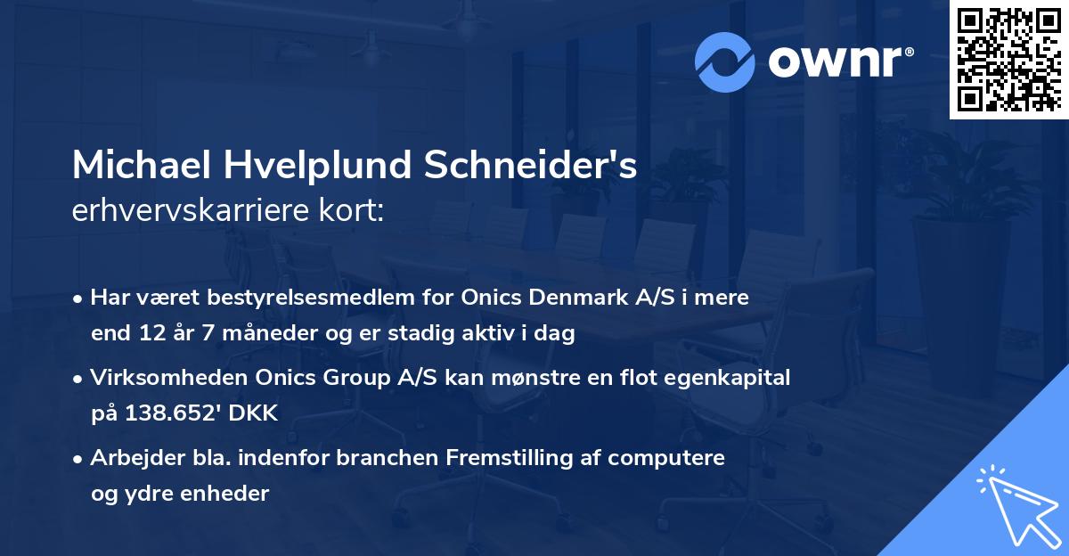 Michael Hvelplund Schneider's erhvervskarriere kort