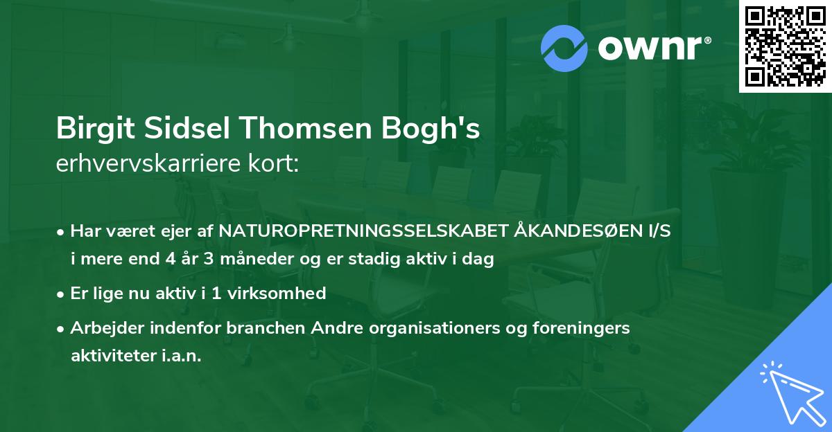 Birgit Sidsel Thomsen Bogh's erhvervskarriere kort