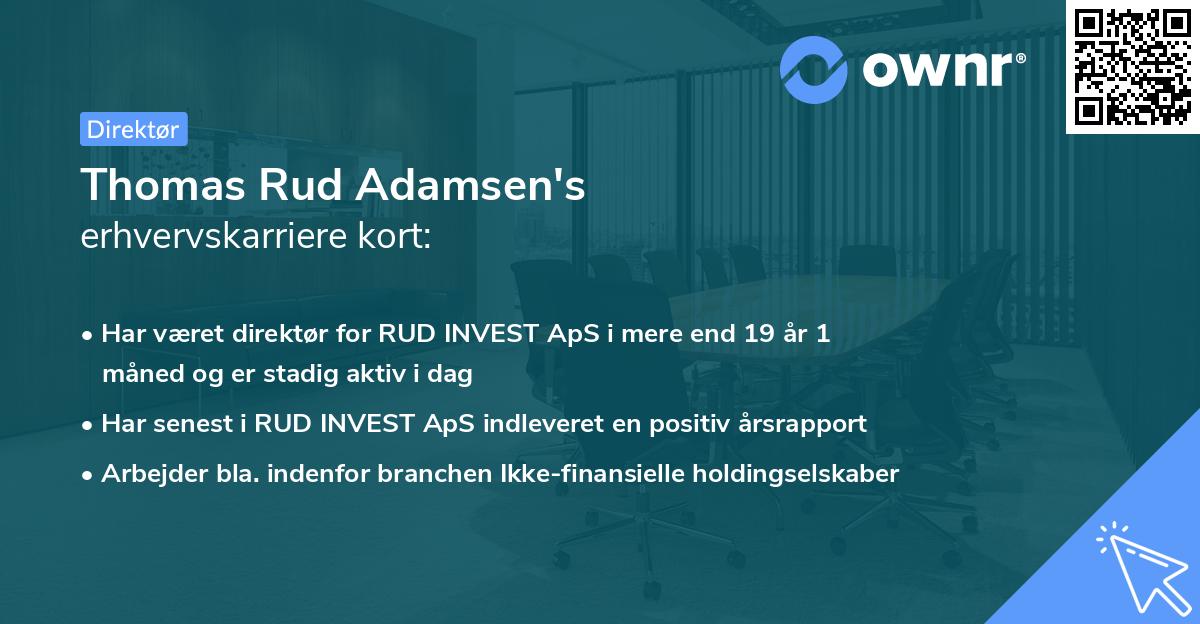 Thomas Rud Adamsen's erhvervskarriere kort