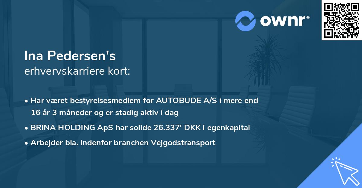 Ina Pedersen's erhvervskarriere kort