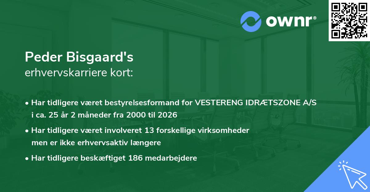 Peder Bisgaard's erhvervskarriere kort
