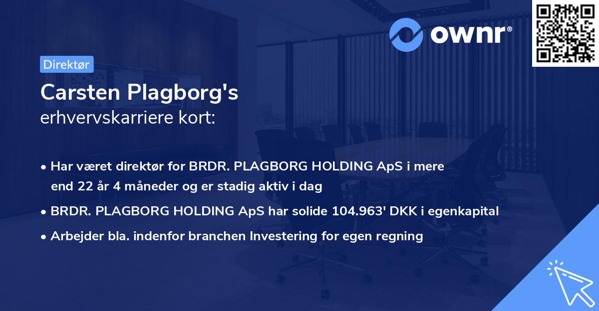 Carsten Plagborg's erhvervskarriere kort