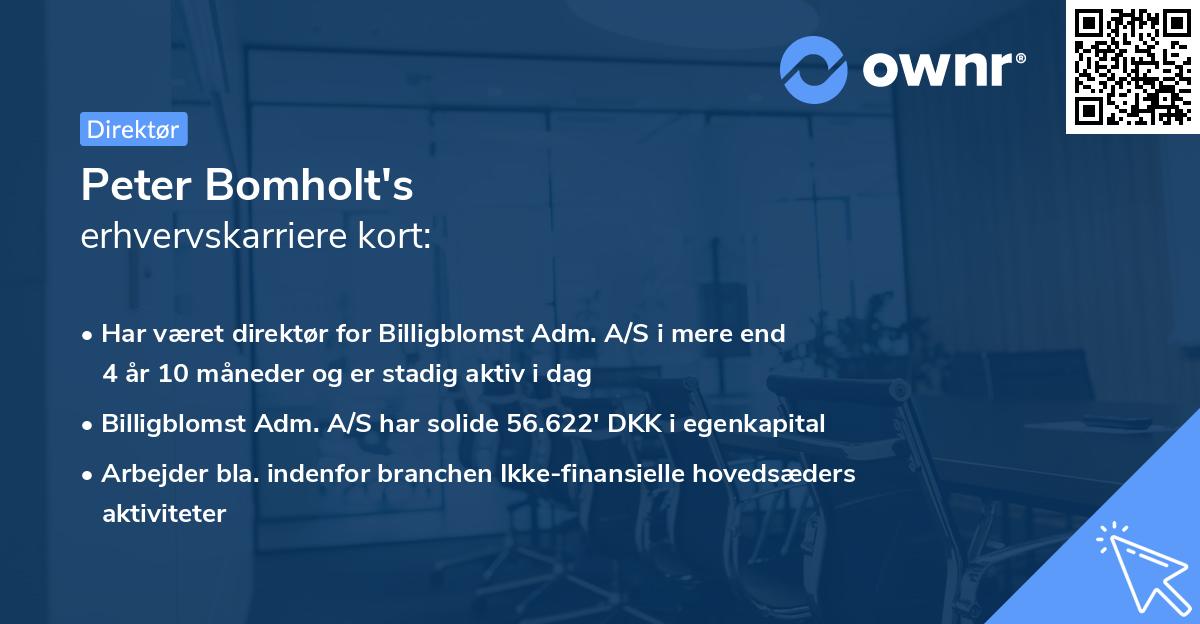 Peter Bomholt's erhvervskarriere kort