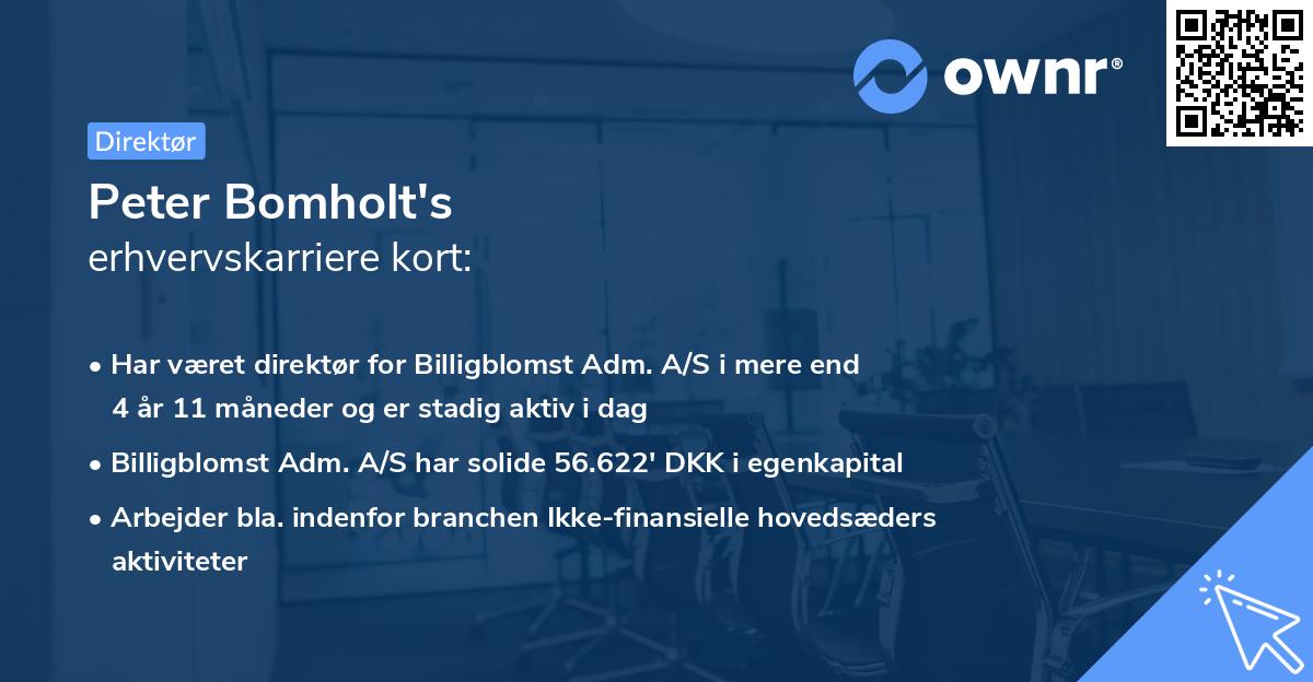 Peter Bomholt's erhvervskarriere kort