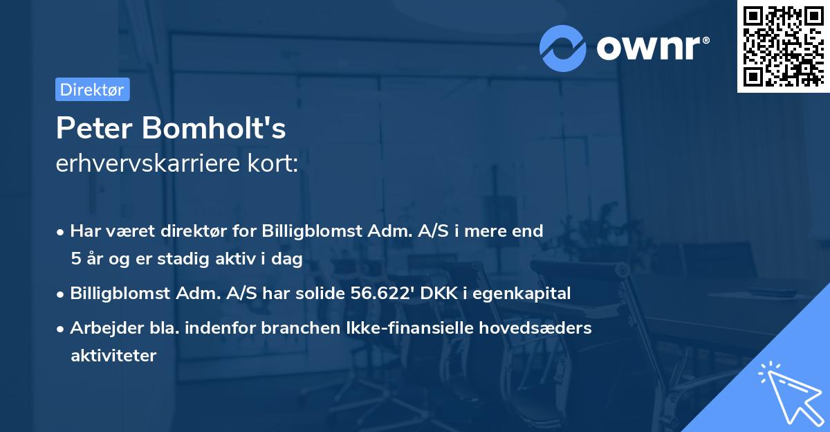 Peter Bomholt's erhvervskarriere kort