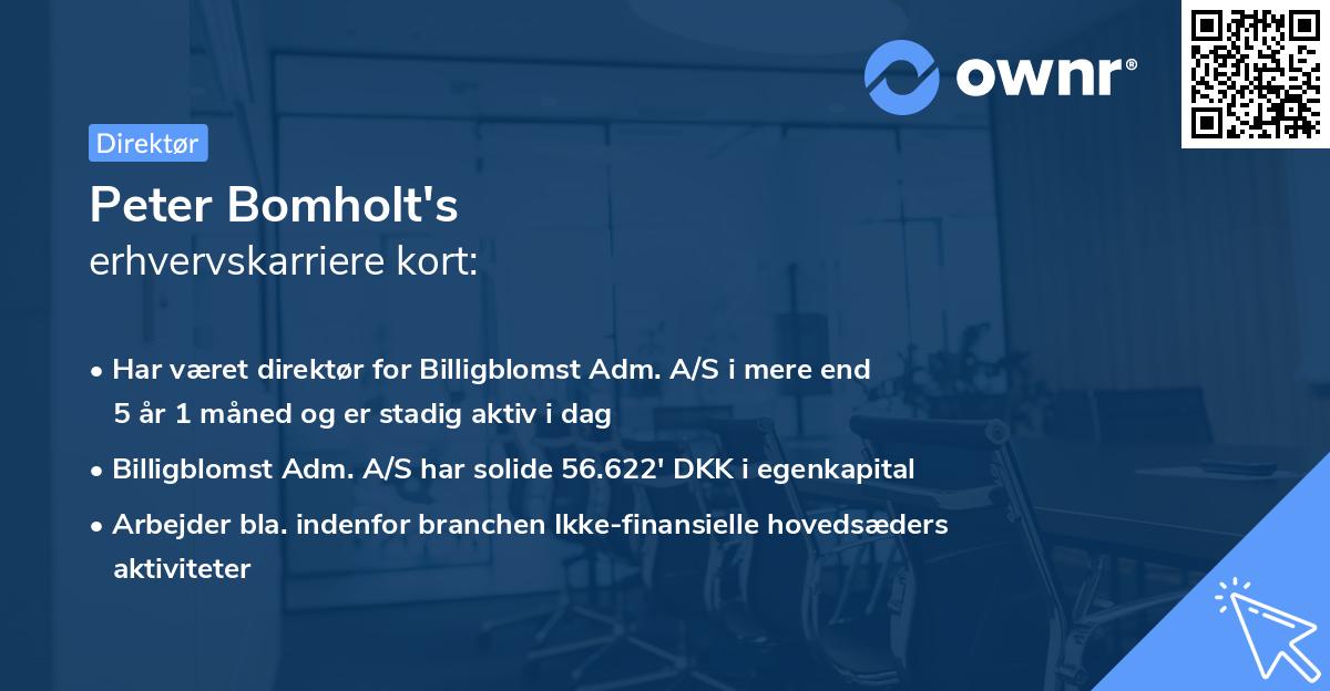 Peter Bomholt's erhvervskarriere kort