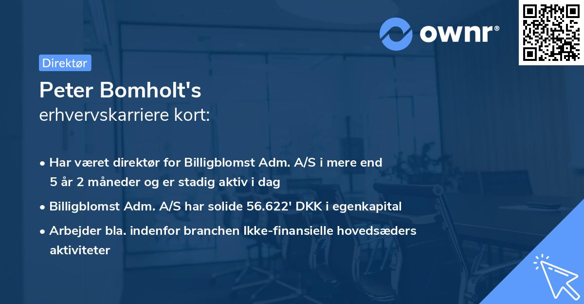 Peter Bomholt's erhvervskarriere kort