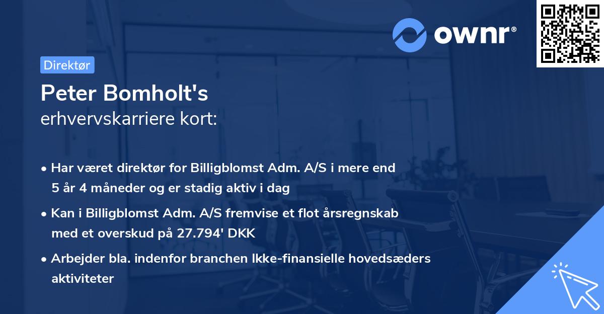 Peter Bomholt's erhvervskarriere kort