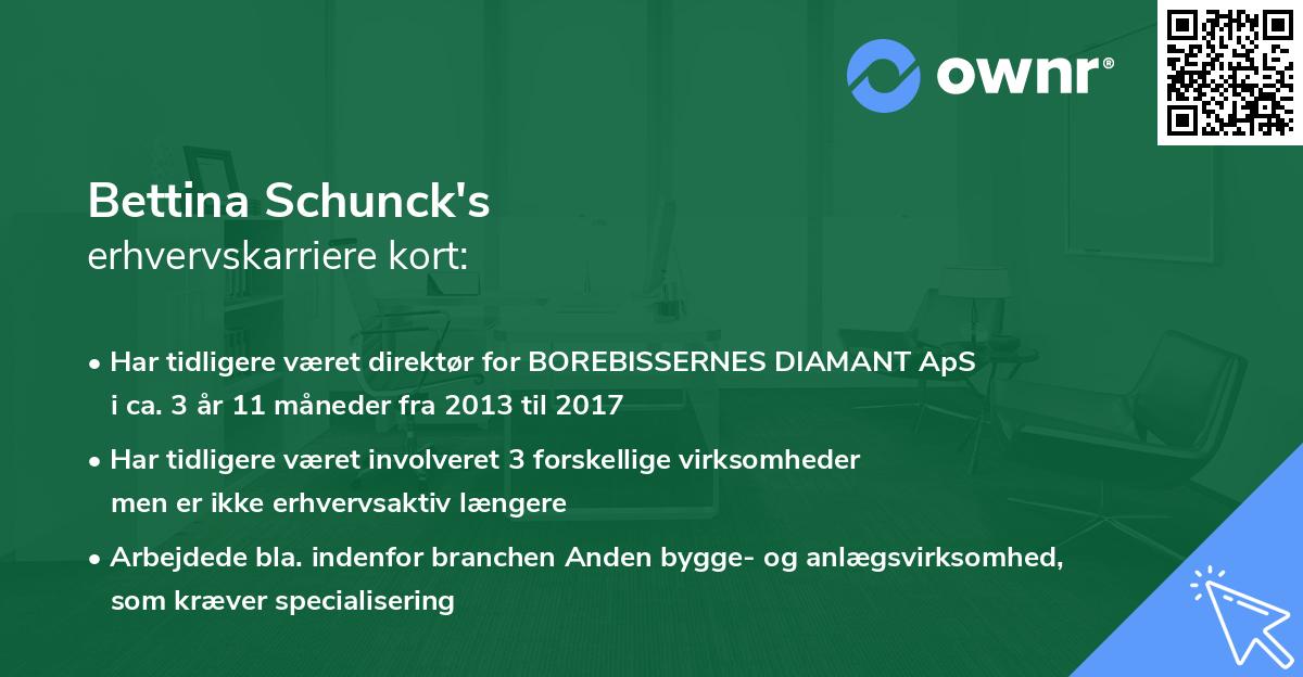 Bettina Schunck's erhvervskarriere kort