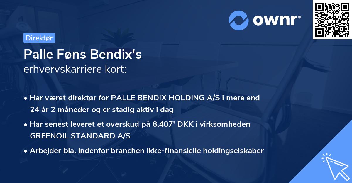 Palle Føns Bendix's erhvervskarriere kort