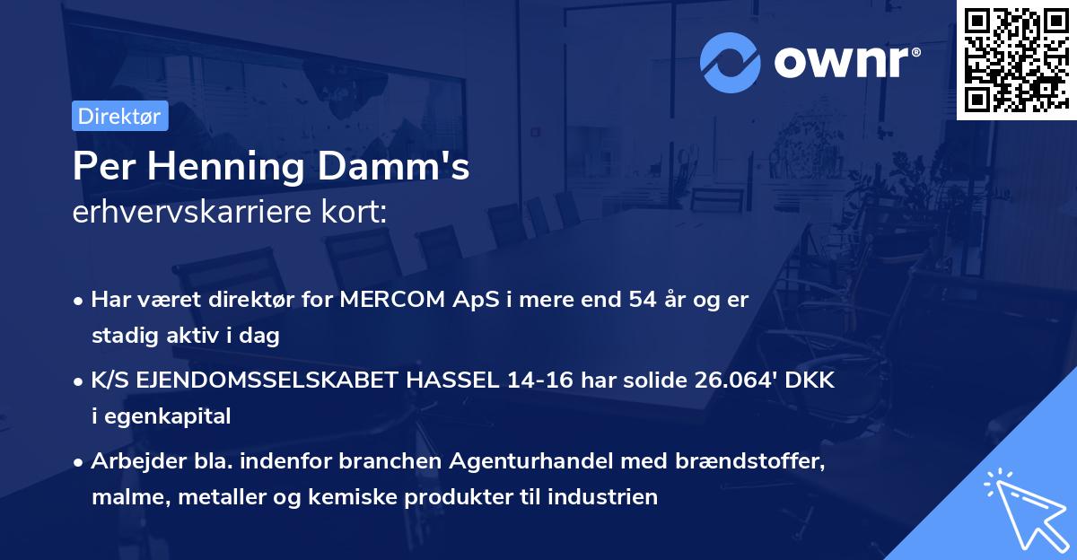 Per Henning Damm's erhvervskarriere kort