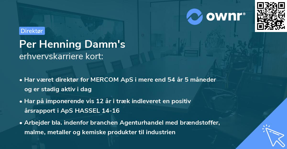 Per Henning Damm's erhvervskarriere kort