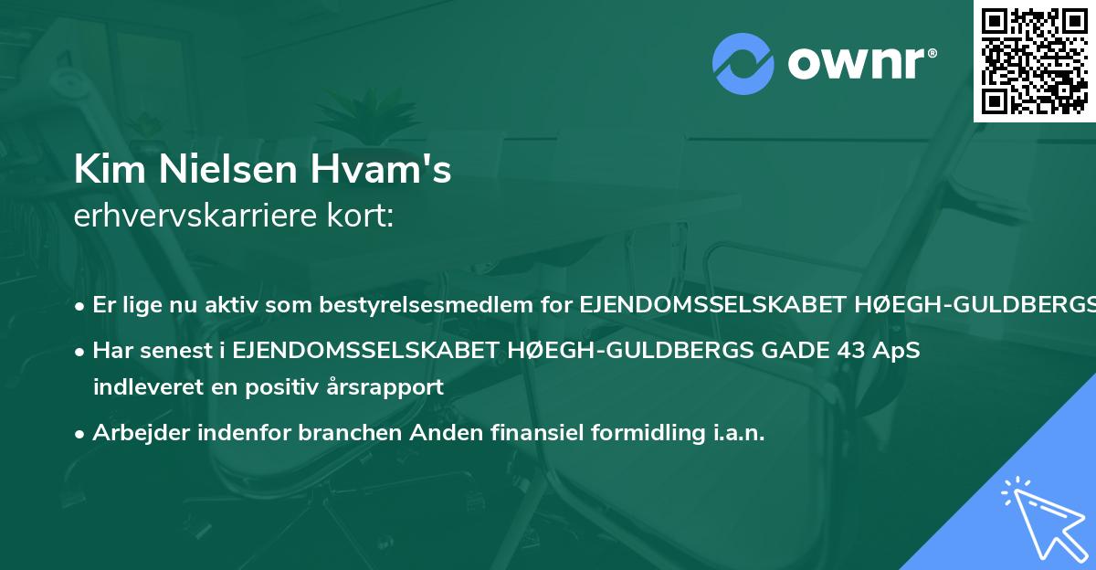Kim Nielsen Hvam's erhvervskarriere kort