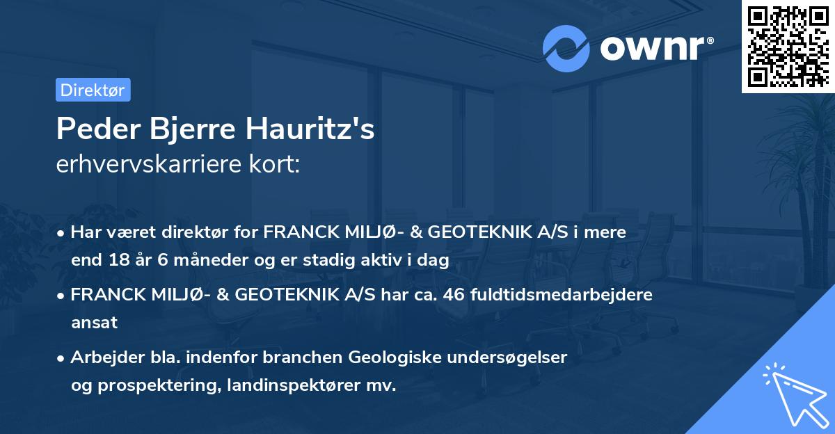 Peder Bjerre Hauritz's erhvervskarriere kort