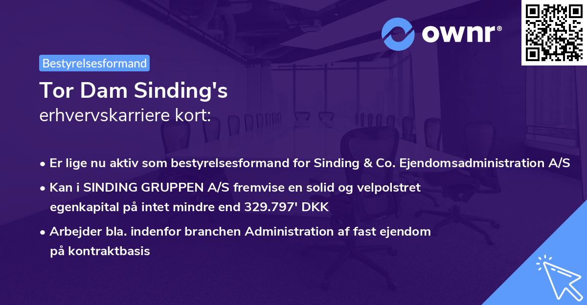 Tor Dam Sinding's erhvervskarriere kort
