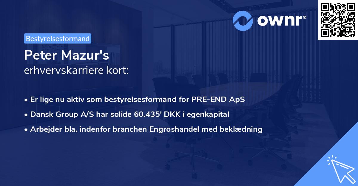 Peter Mazur's erhvervskarriere kort