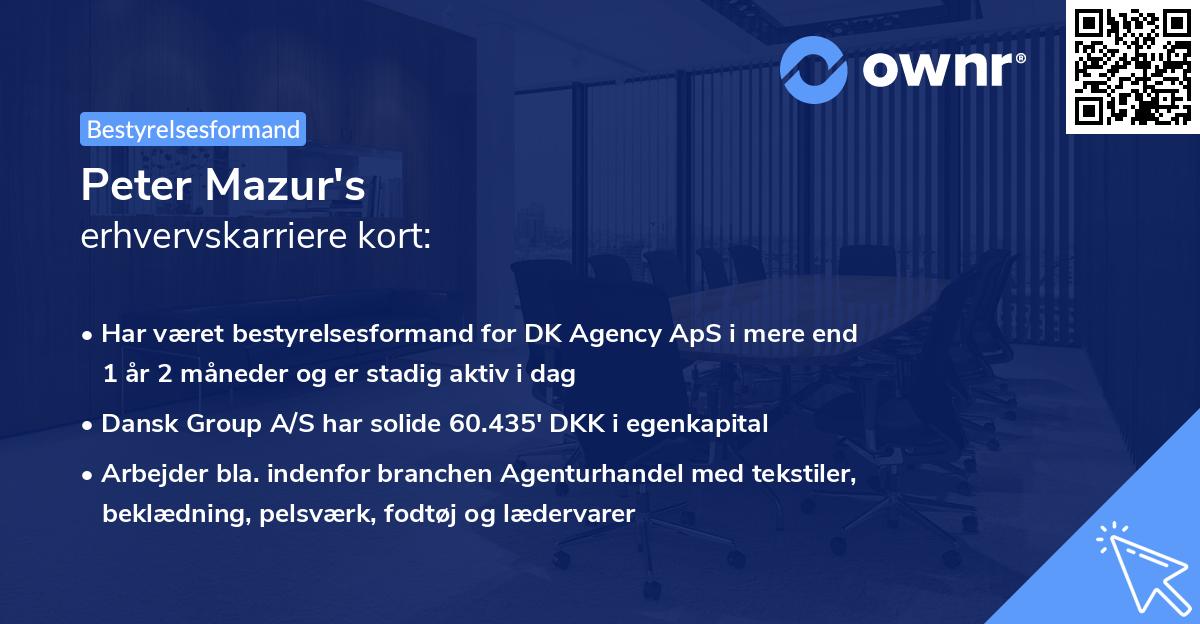 Peter Mazur's erhvervskarriere kort