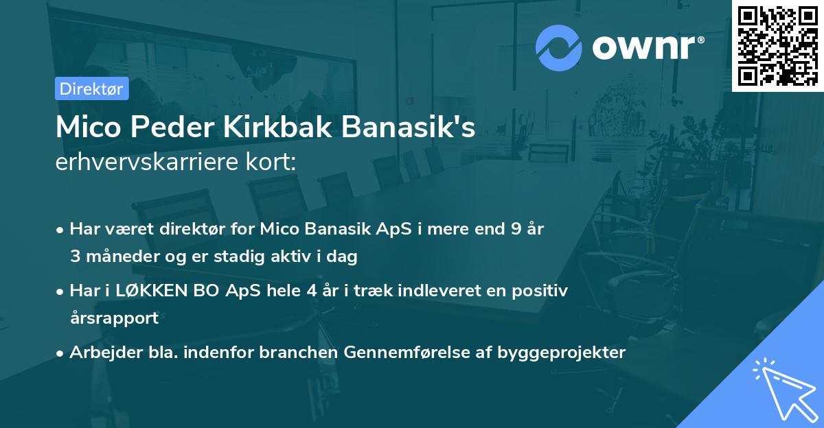 Mico Peder Kirkbak Banasik's erhvervskarriere kort