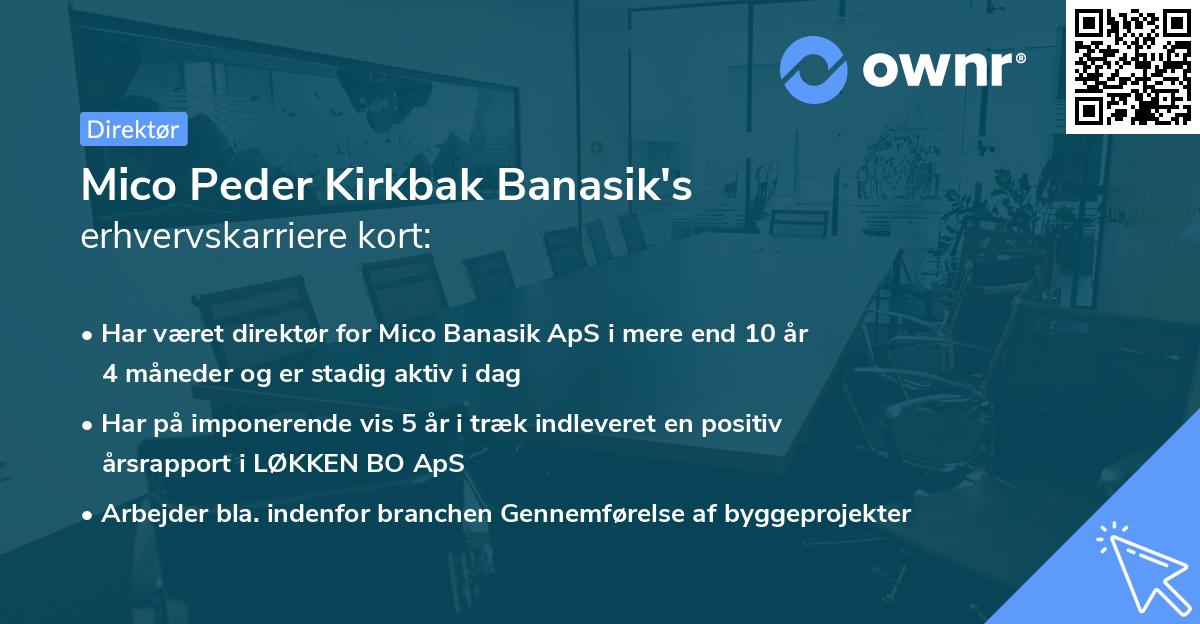 Mico Peder Kirkbak Banasik's erhvervskarriere kort