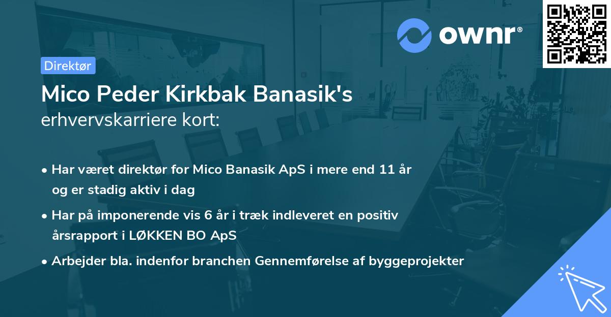 Mico Peder Kirkbak Banasik's erhvervskarriere kort